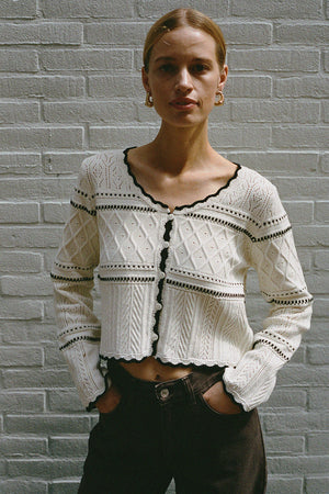 TESSA CARDIGAN GEBROCHENES WEISS