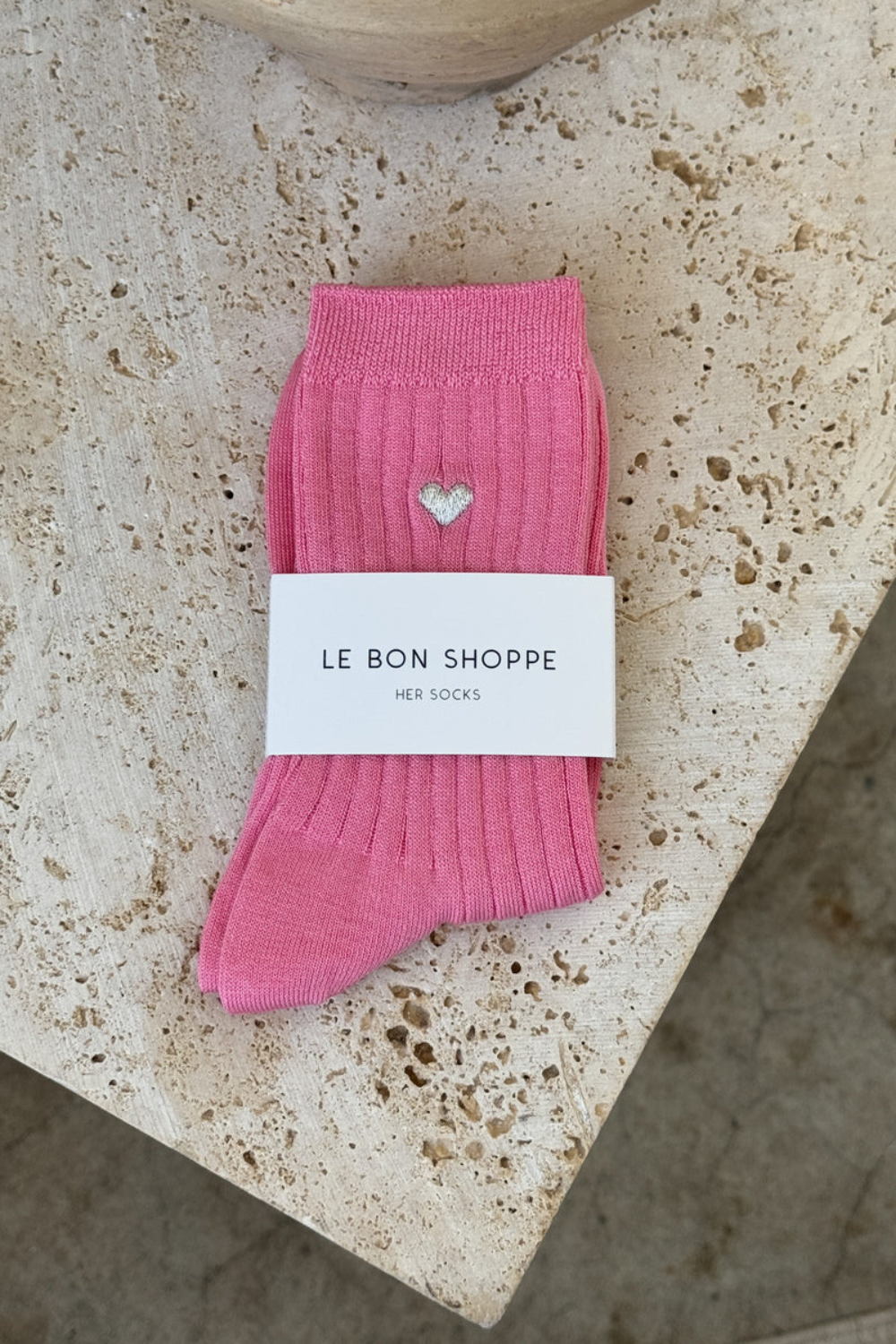 LE BON SHOPPE SKARPETKI EMBROIDERED HER PINK WATER + HEART