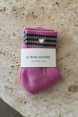 LE BON SHOPPE SKARPETKI EMBROIDERED GIRLFRIEND ROSE PINK + HEART