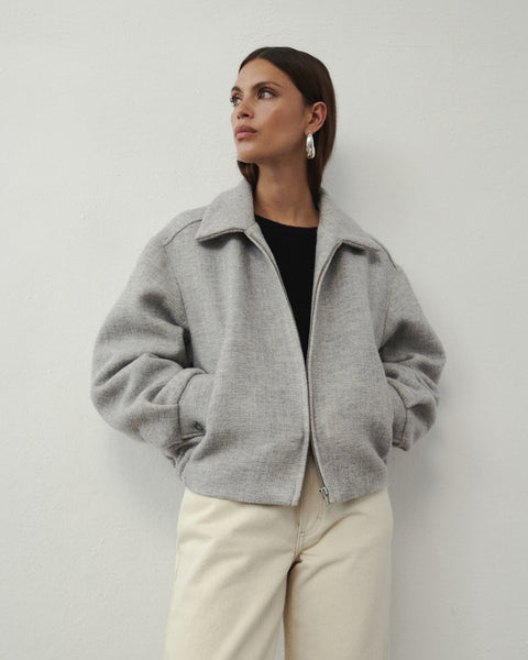 ジャケット・アウター Herlipto Romy Wool-Blend jacket gray Miewl Coat Grey Mélange Wool Blend | Zadig&Voltaire