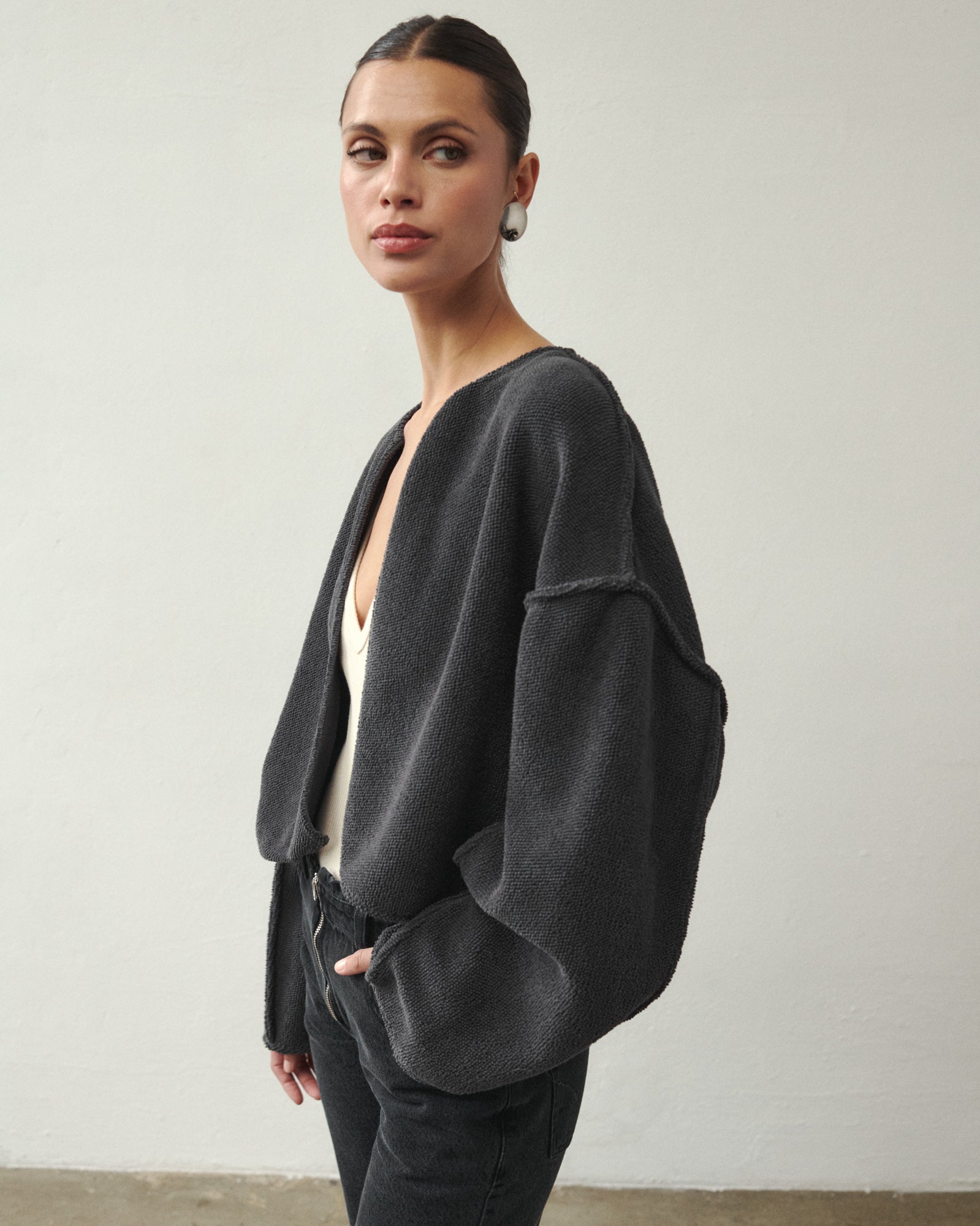 PAU COTTON CARDIGAN GRAPHITE
