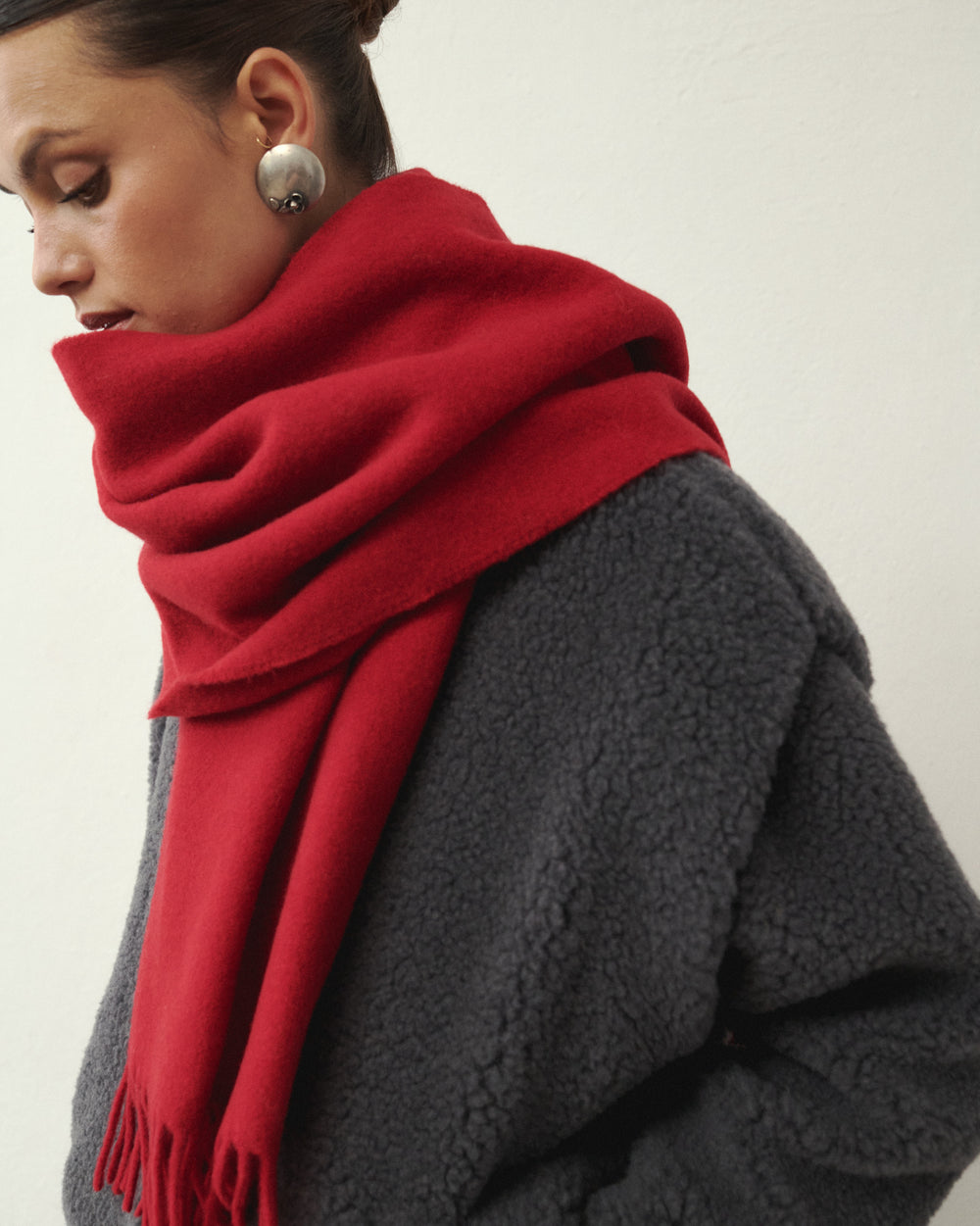 ALL OVER WOOLEN SCARF RED