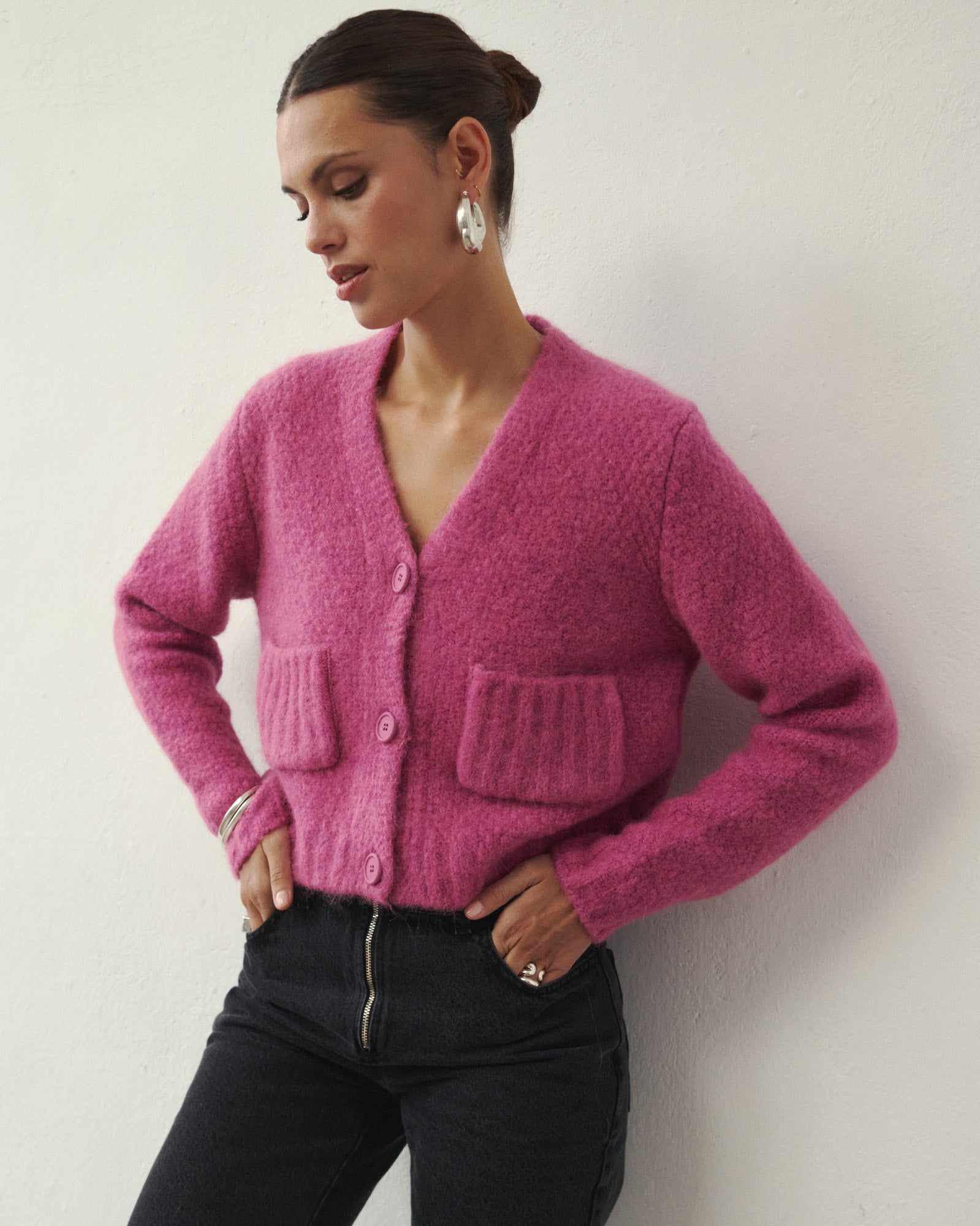 GETTY WOOLEN CARDIGAN PINK