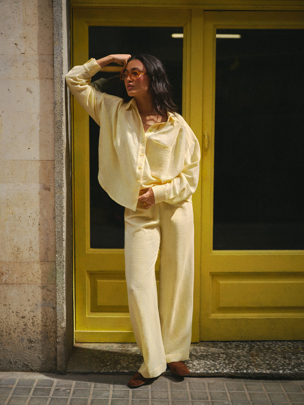 PANTALON COOPER RAYURES JAUNE