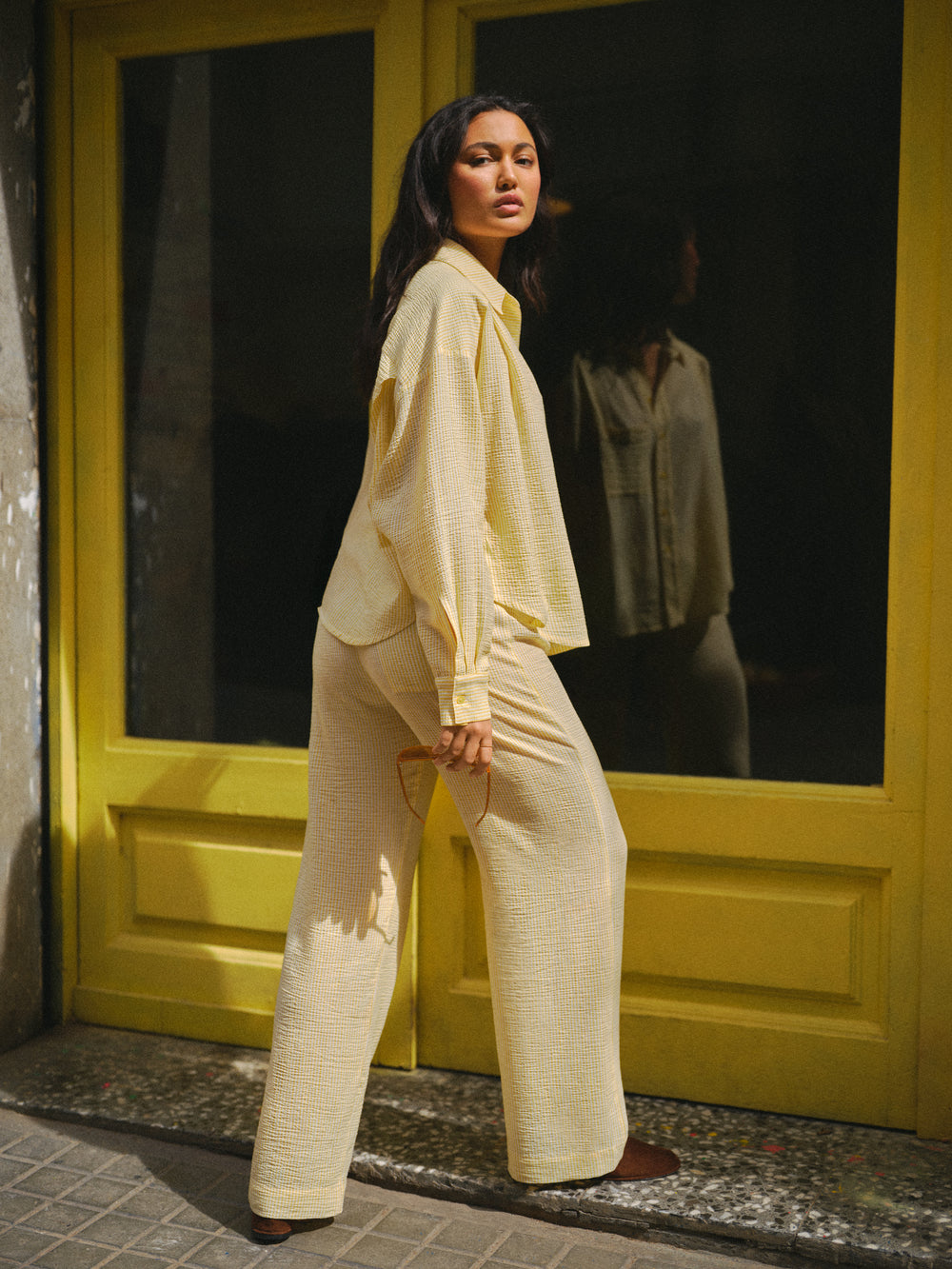 PANTALON COOPER RAYURES JAUNE