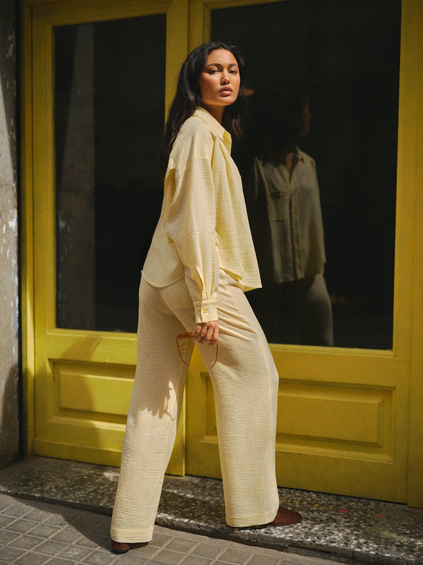 PANTALON COOPER RAYURES JAUNE