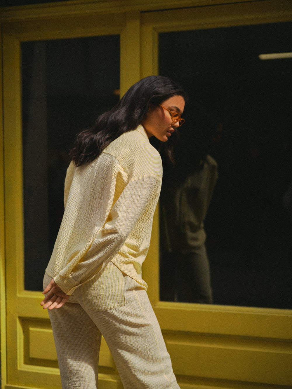 PANTALON COOPER RAYURES JAUNE