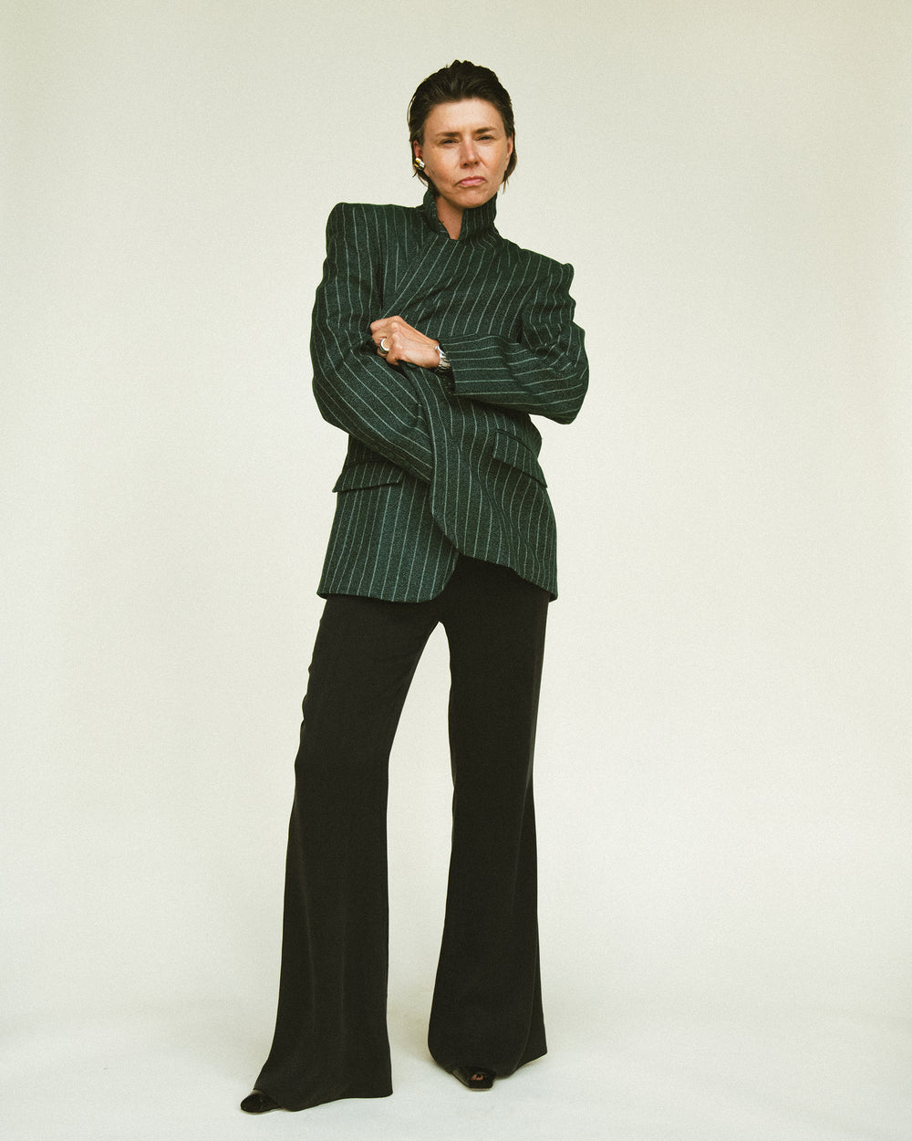 WAY WOOLEN JACKET STRIPES GREEN