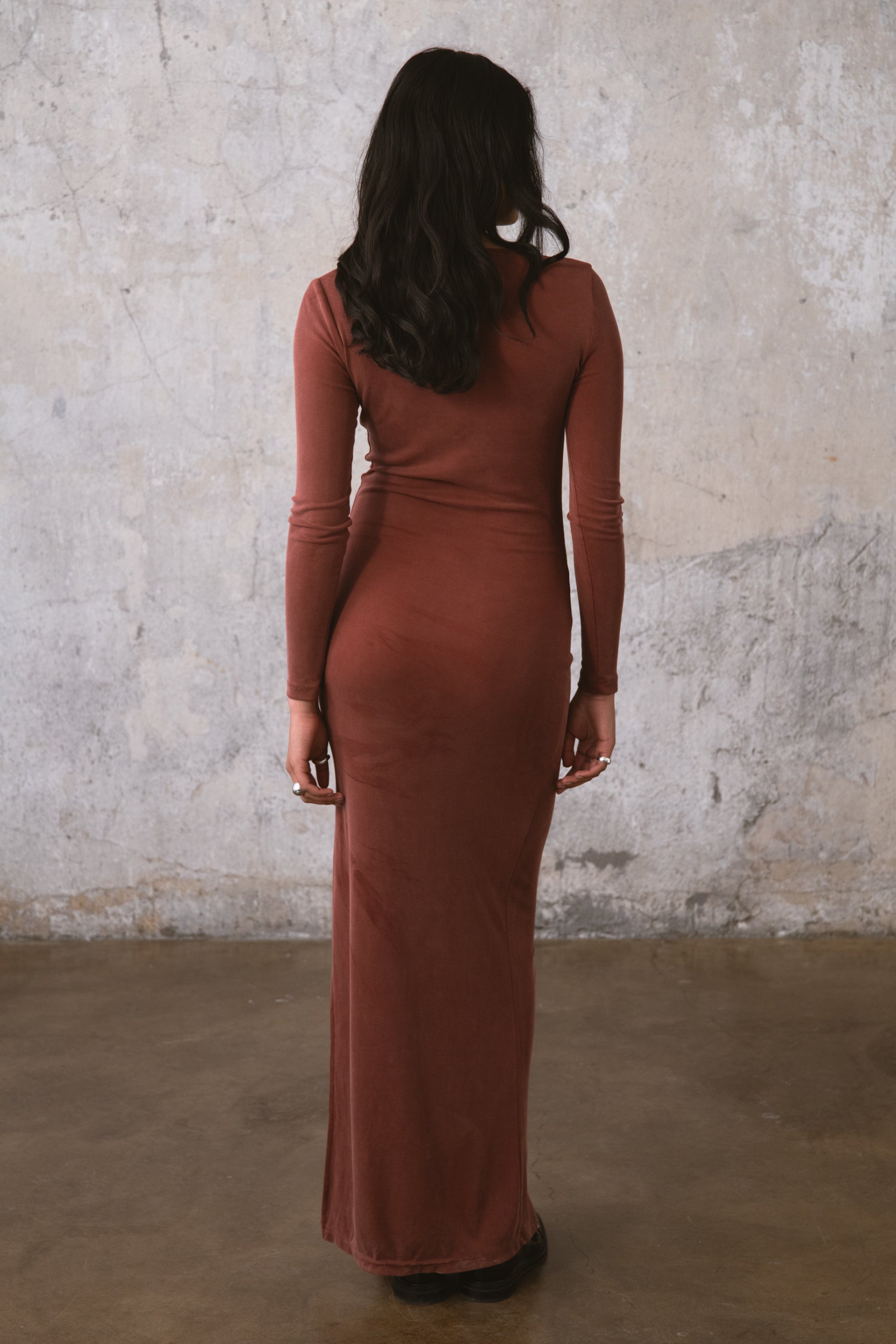 terracotta long sleeve dress Crystal Dress in Terracotta