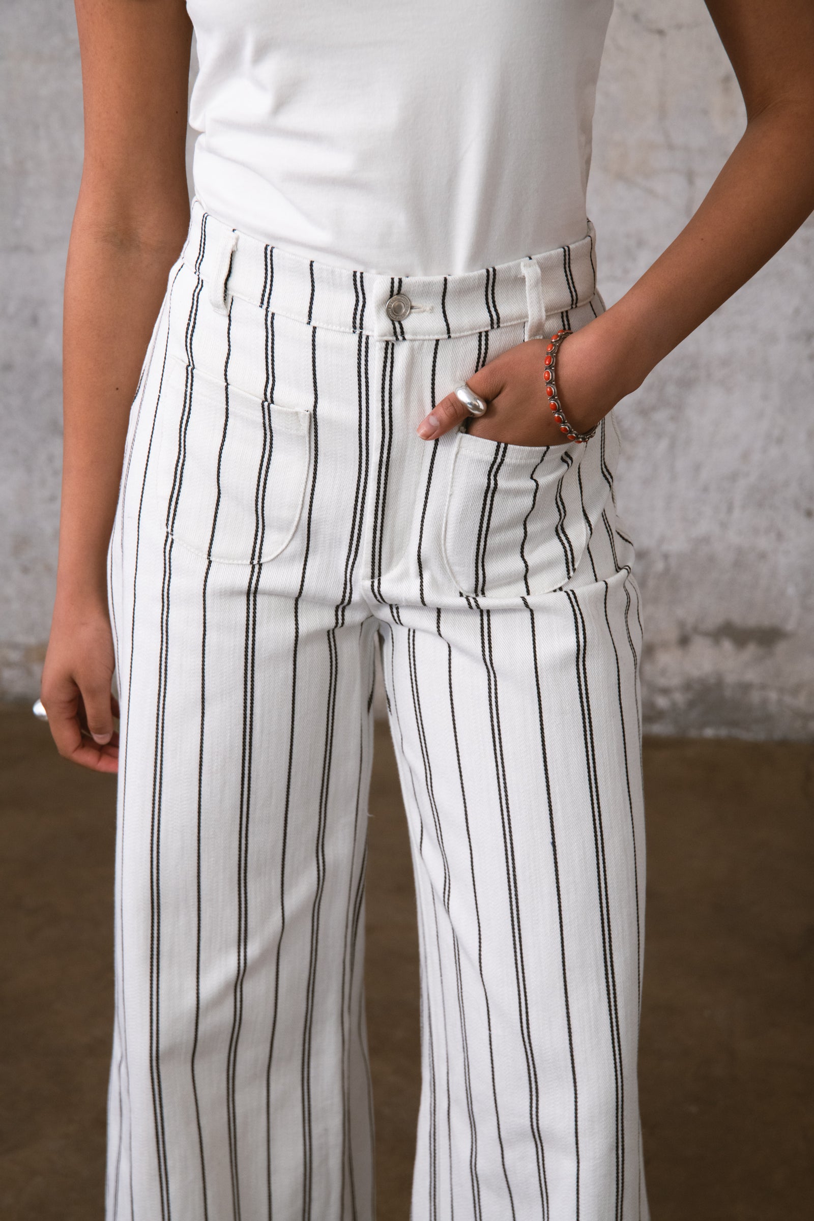 JEANS CHESS WIDE BLANC