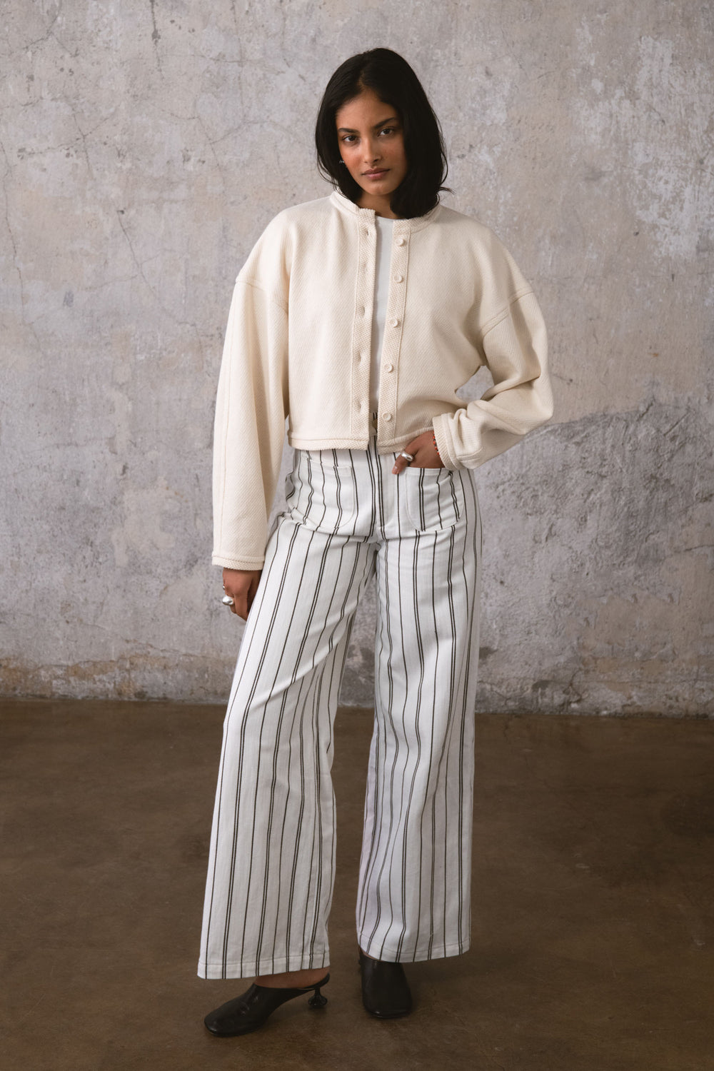 JEANS CHESS WIDE BLANC