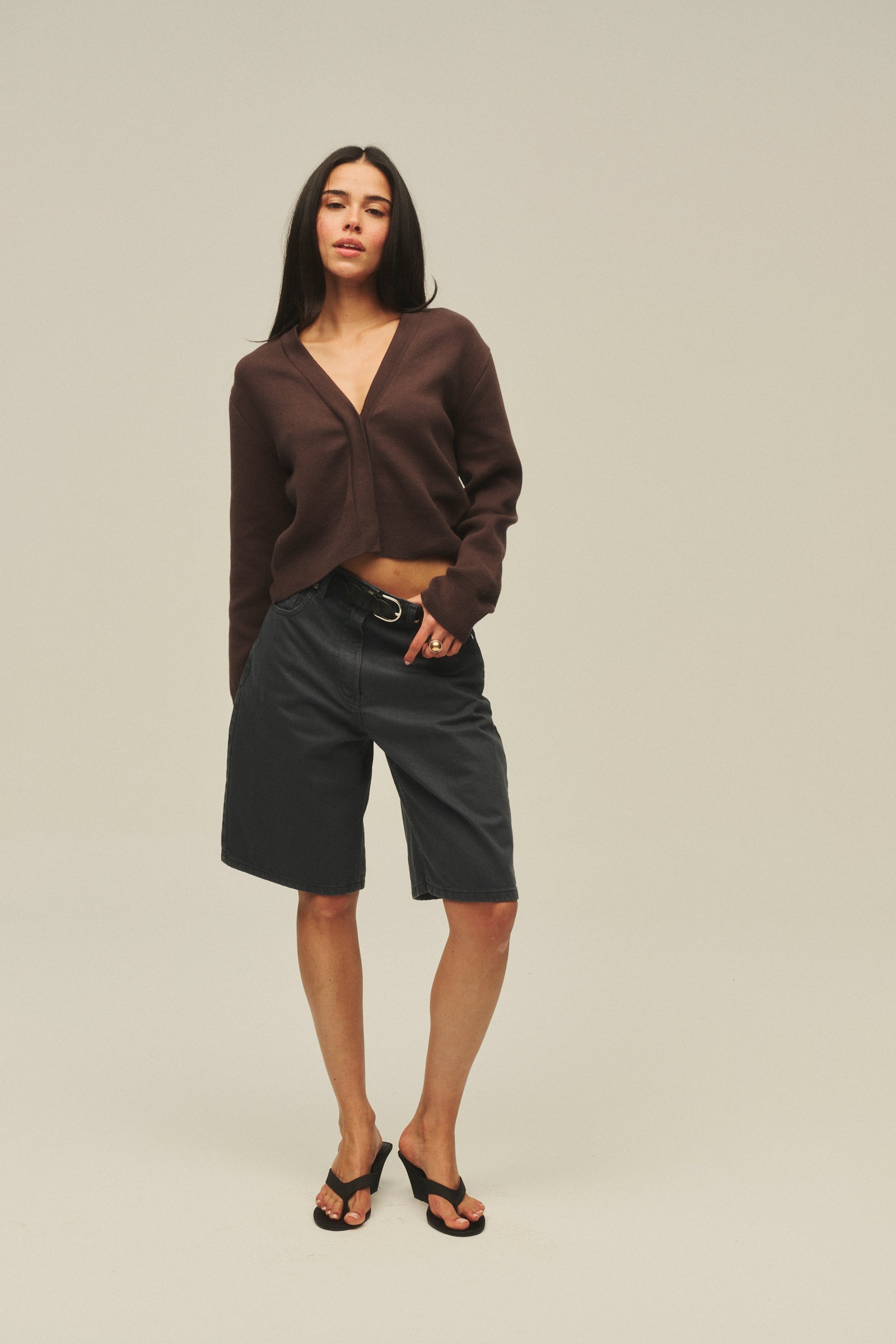 SHORT JUST WIDE JEANS GRAPHITE