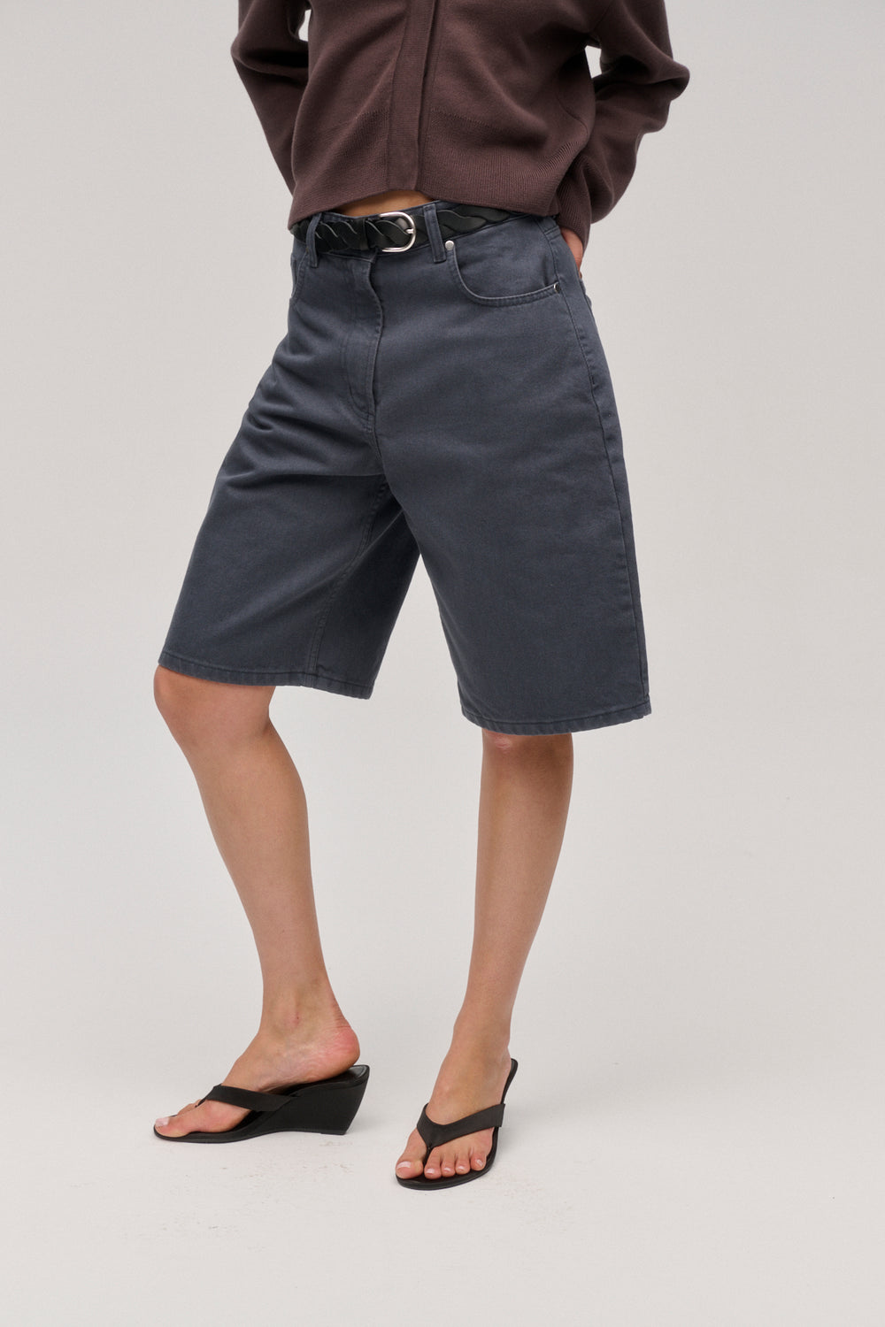 BERMUDY JEANSOWE JUST WIDE GRAPHITE