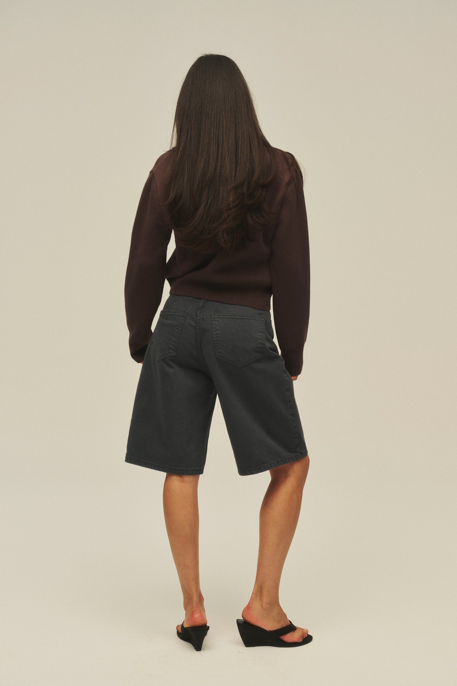 SHORT JUST WIDE JEANS GRAPHITE