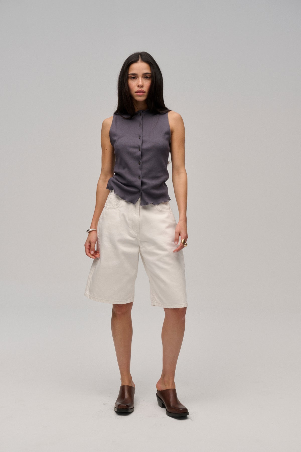 JUST WIDE JEANS SHORTS WEISS