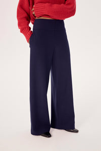 MASON NAVY STRIPES WOOL TROUSERS
