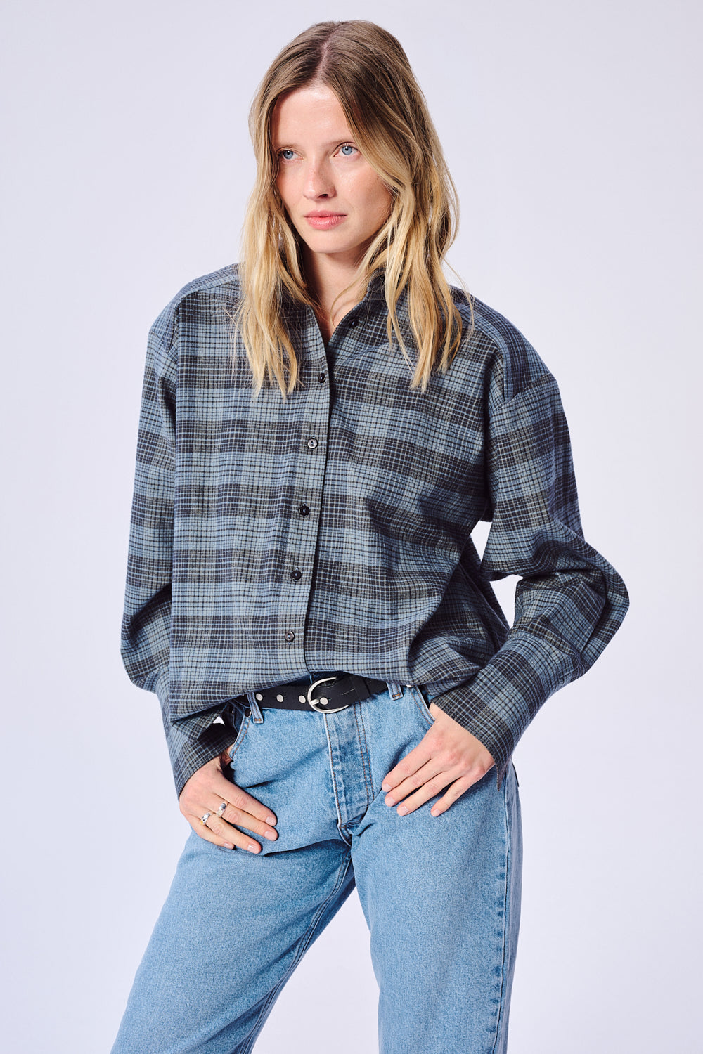 CHEMISE EN FLANELLE À CARREAUX RANCH BLEUE