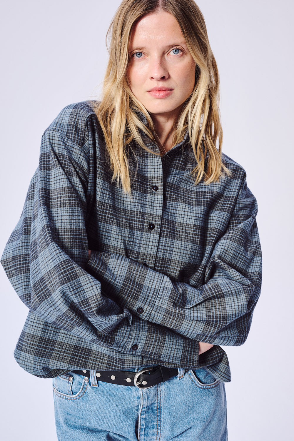 CHEMISE EN FLANELLE À CARREAUX RANCH BLEUE