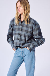 CHEMISE EN FLANELLE À CARREAUX RANCH BLEUE