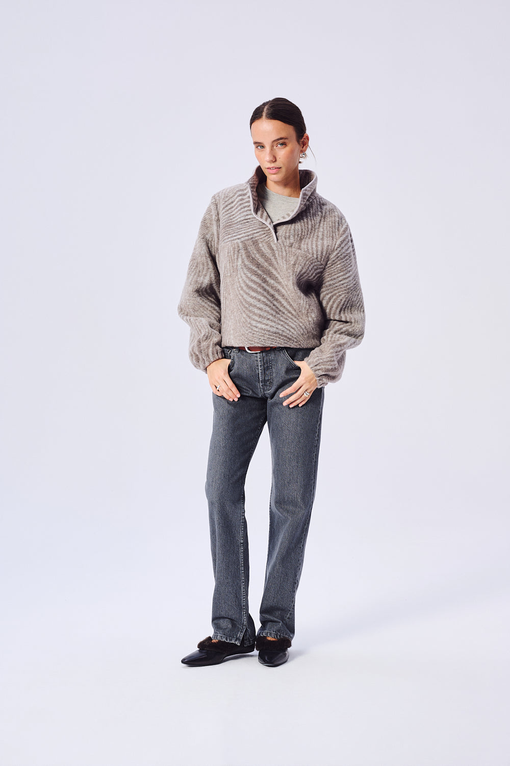 BLUZA WEŁNIANA PIU GREY
