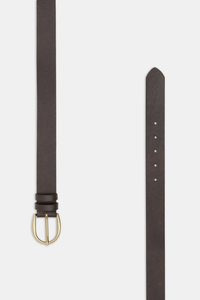 CEINTURE EN CUIR LINO MARRON/OR