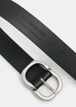 SILVO LEATHER BELT BLACK/SILVER