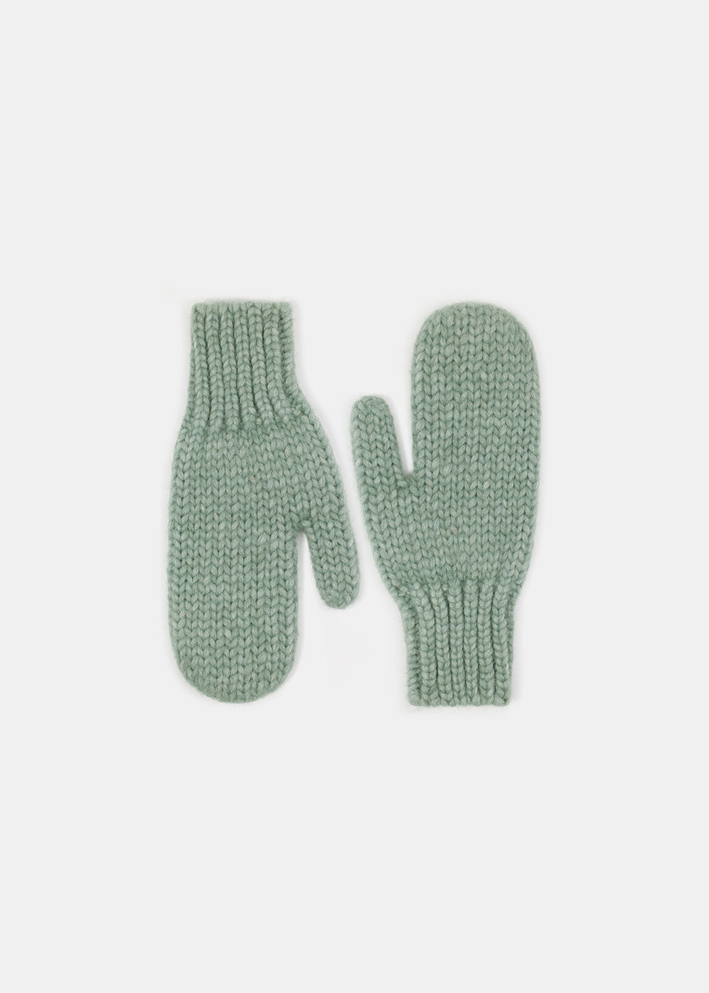 SNUG CHUNKY GREEN WOOLEN MITTENS GREEN