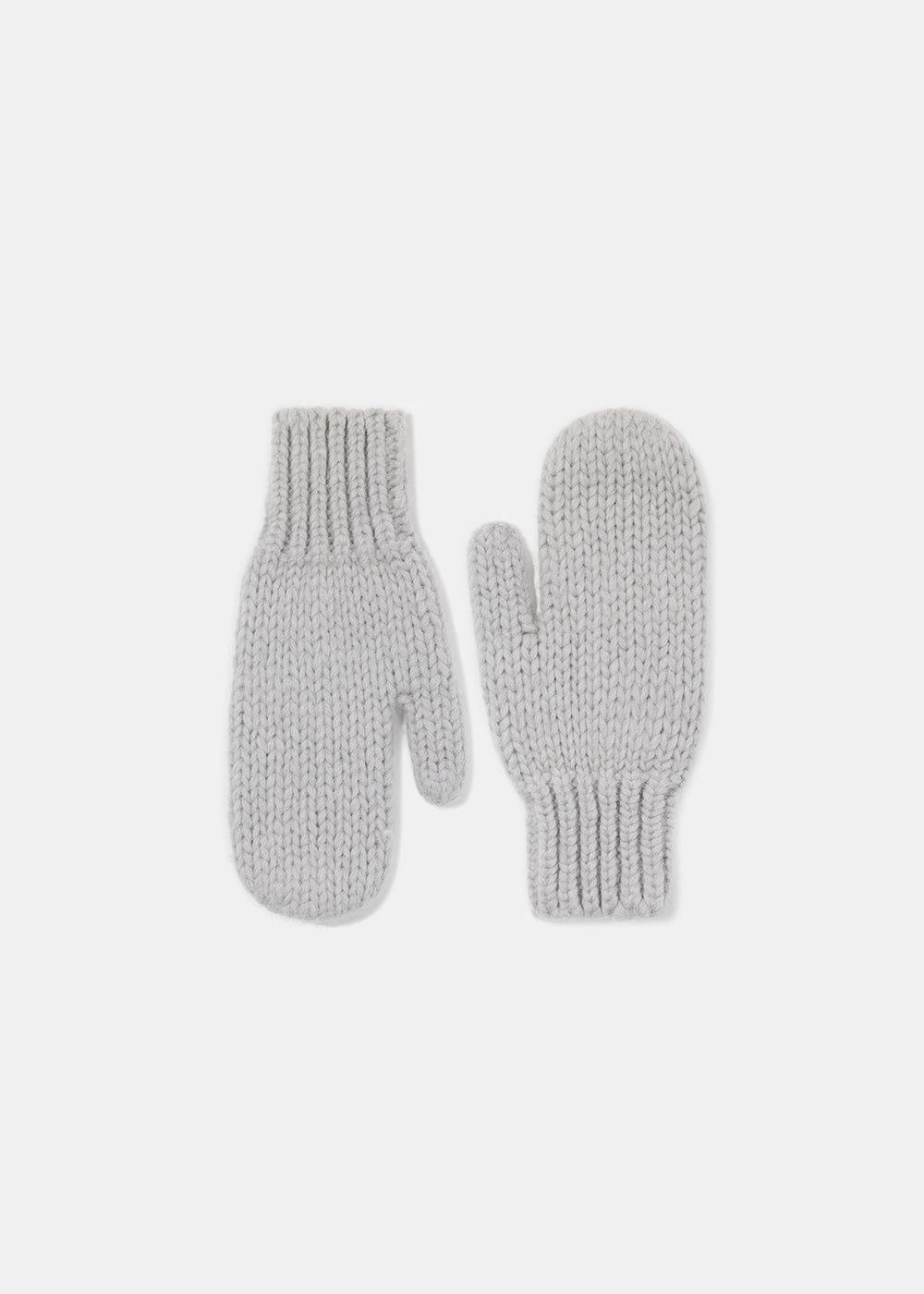 SNUG CHUNKY WOOLEN MITTENS LIGHT GREY