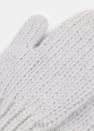 SNUG CHUNKY WOOLEN MITTENS LIGHT GREY