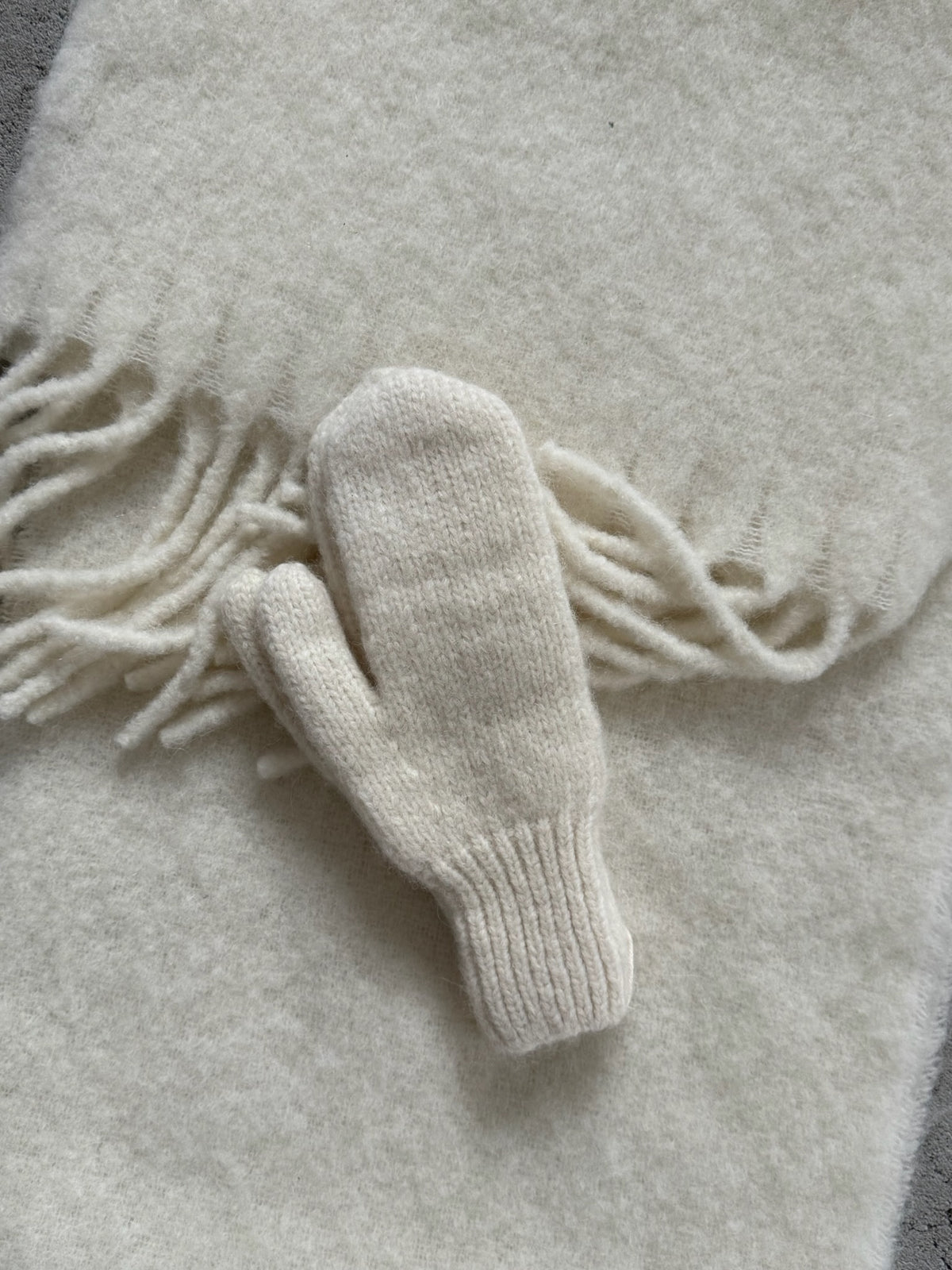 MOUFLES EN LAINE DOUILETTES ECRU
