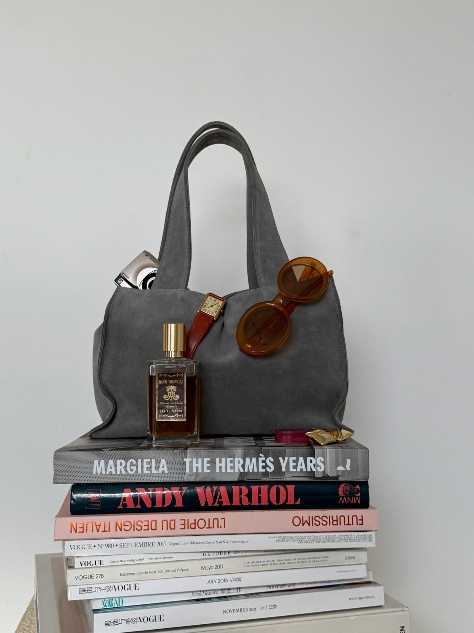 MINI SUEDE TOTE BAG GREY