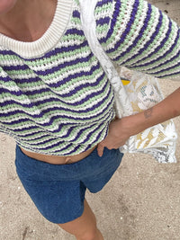 TOP SZYDEŁKOWY BAIE ZIELONY/FIOLETOWY/ECRU