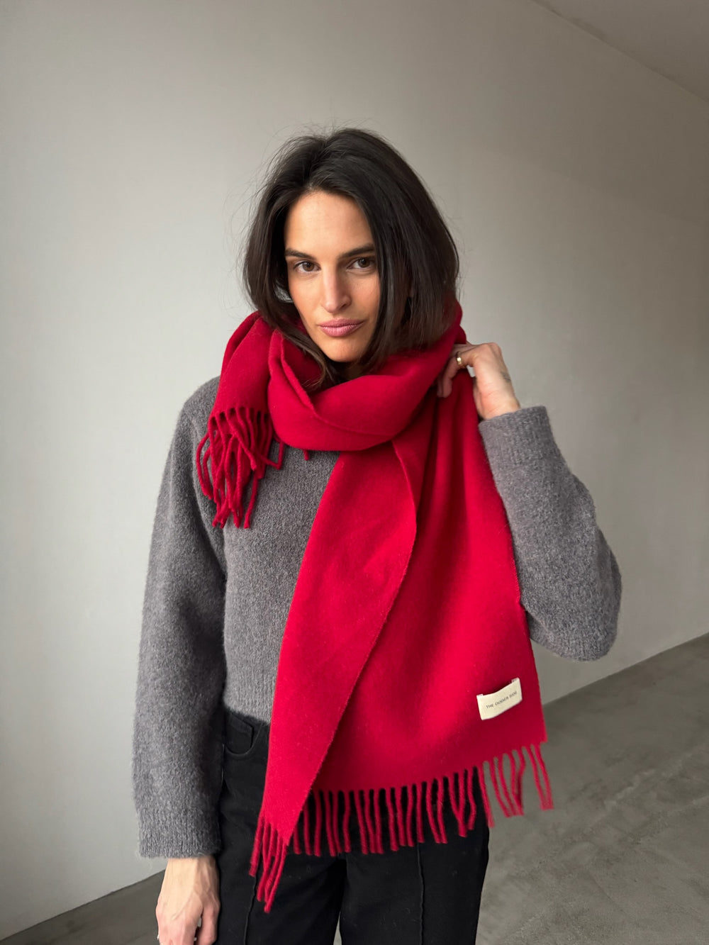 ALL OVER WOOLEN SCARF RED
