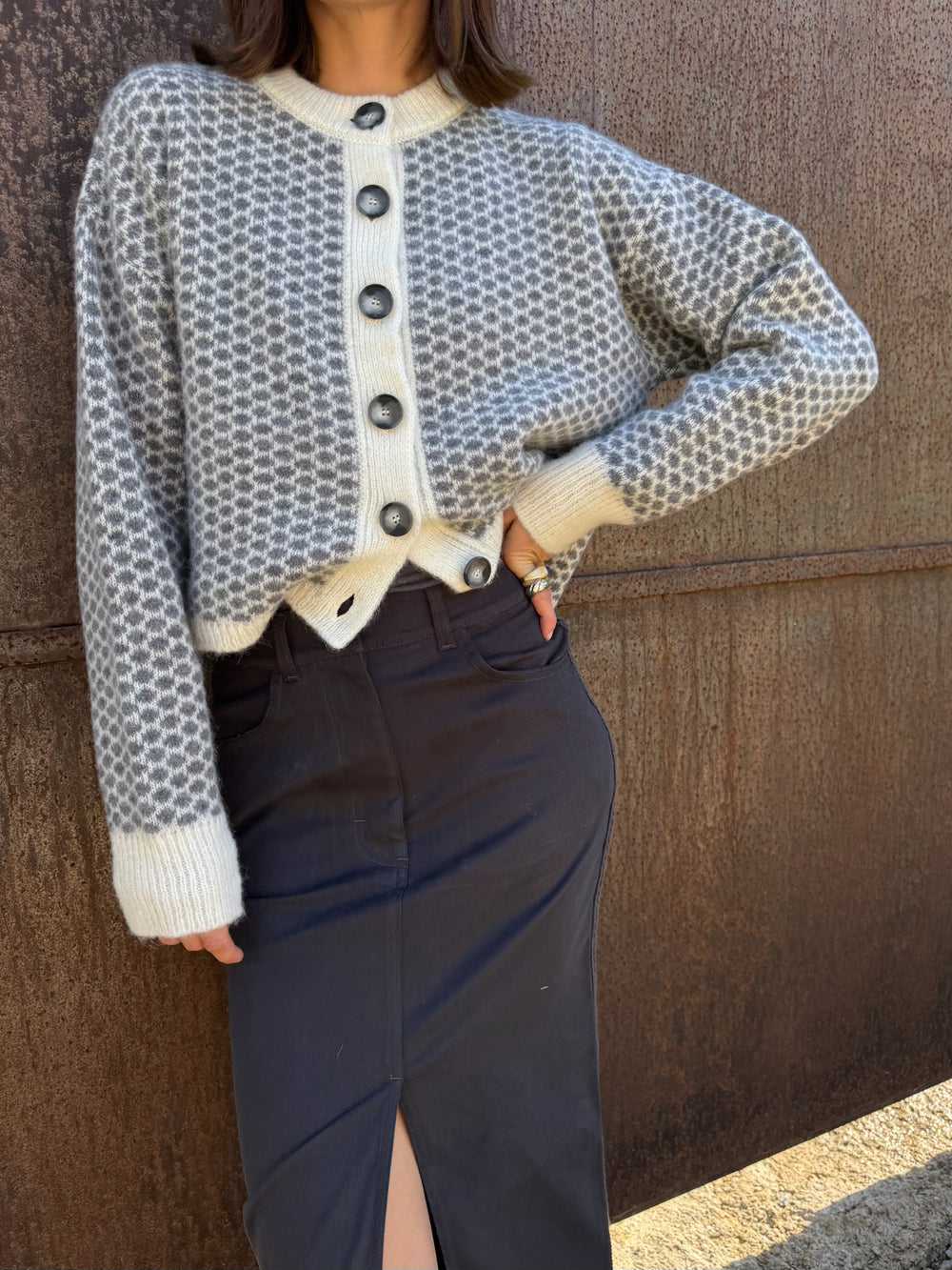 TASTE WOOLEN CARDIGAN GREY