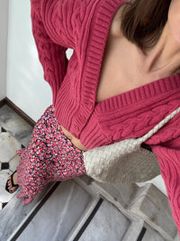 KARDIGAN  WEŁNIANY SIERRA MALINOWY