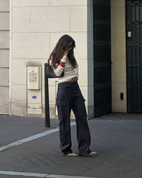 SPODNIE DAMSKIE CARGO Z WYSOKIM STANEM NYC GRAFITOWE