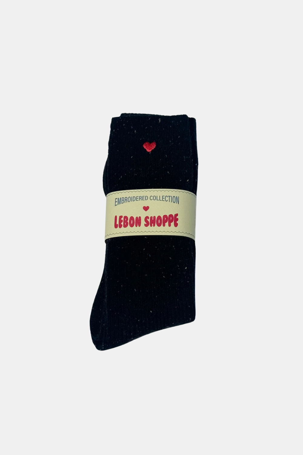 LE BON SHOPPE SKARPETKI SNOW HAFTOWANE SERDUSZKO BLACK