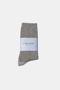 WOOL WAFFLED SOCKS- OATMEAL AND CREAM